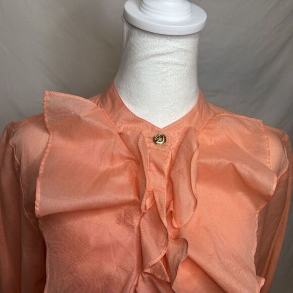 MICHAEL Michael Kors Peach Ruffled Linen Button Up Blouse Womens Designer NWT - Picture 5 of 8